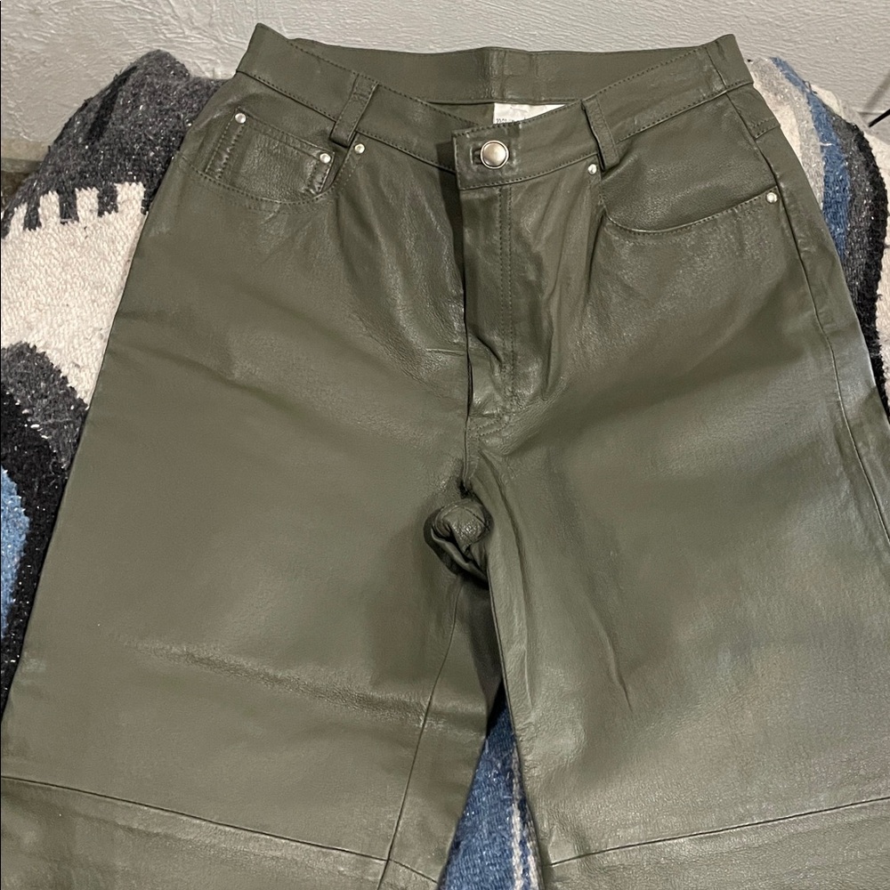 Newport News Olive Green Leather Pants